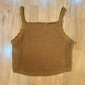 House Of Harlow 1960 Crochet Knit Sweater Tank  Top Women’s Medium Cropped Brown